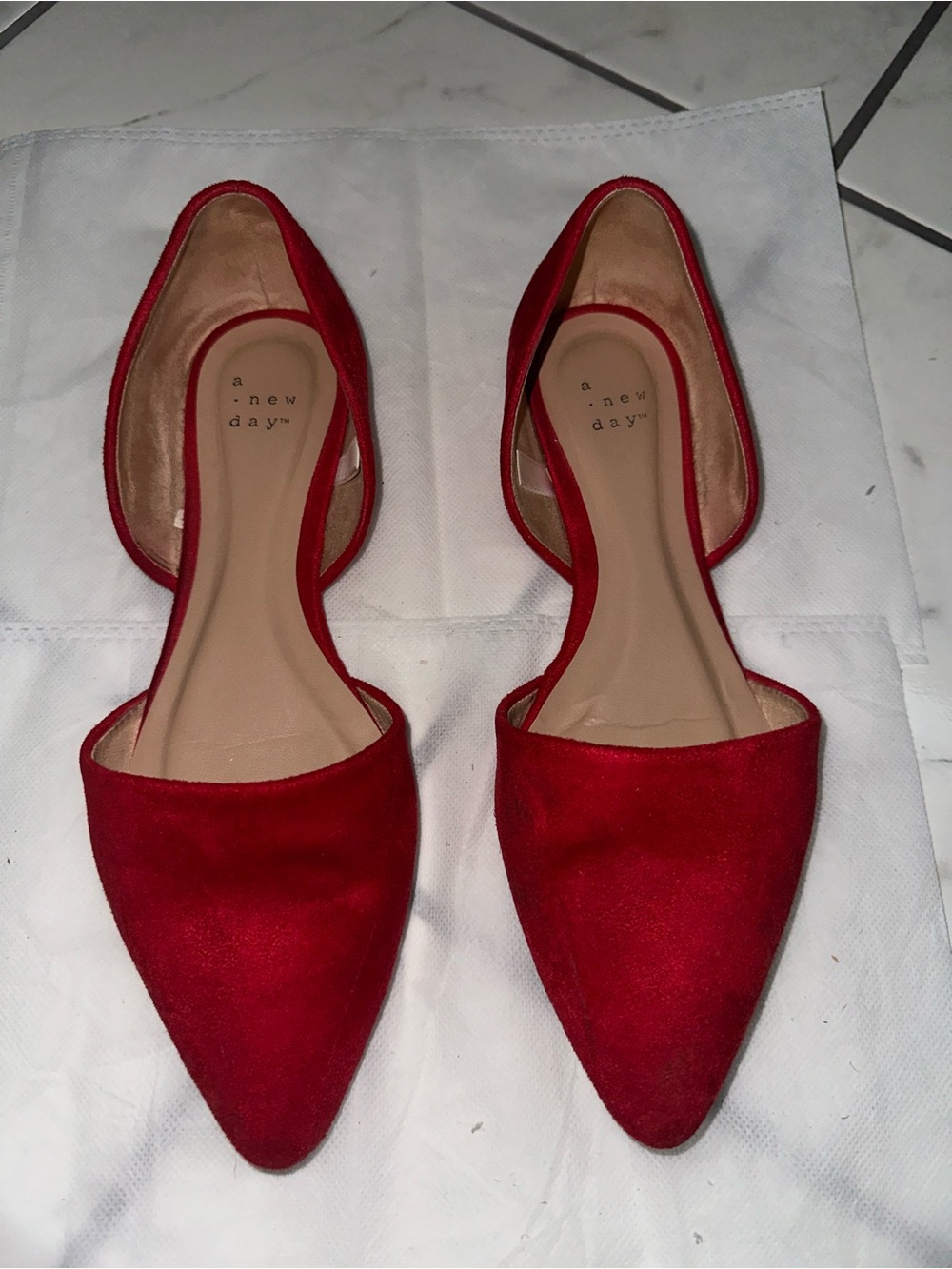 a new day Red Pointed D'Orsay Flats
